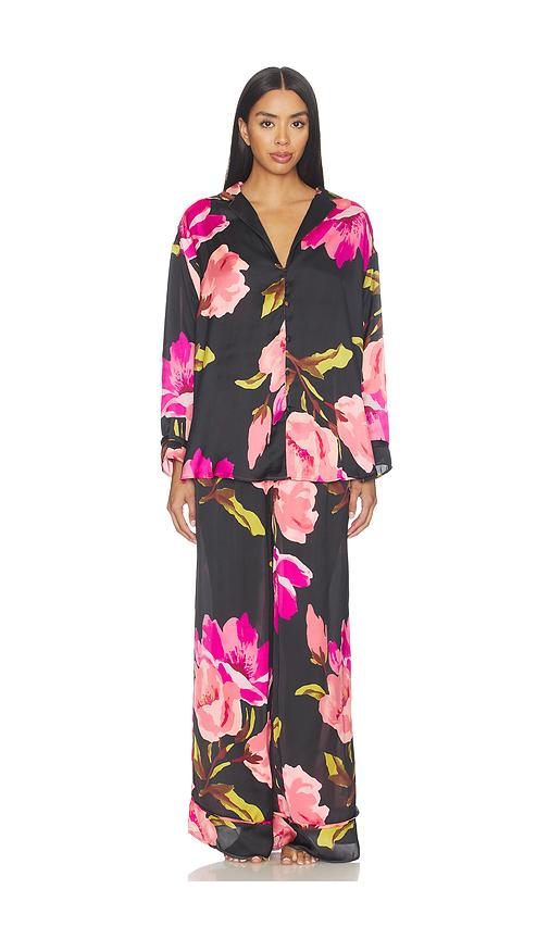 free people x intimately fp dreamy days pajama set in black,pink. - size l (also in s, xl, xs)