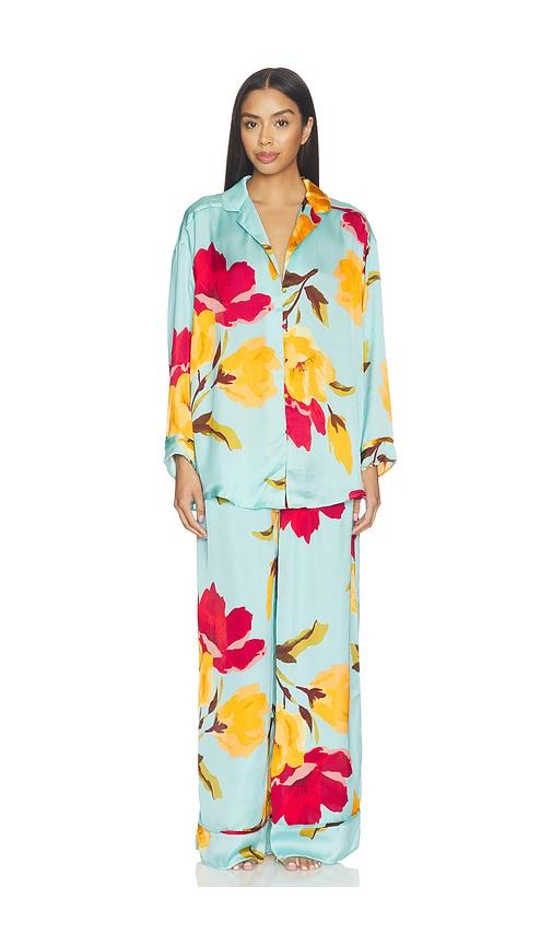 free people x intimately fp dreamy days pajama set in blue,red. - size m (also in s, xs, xl)