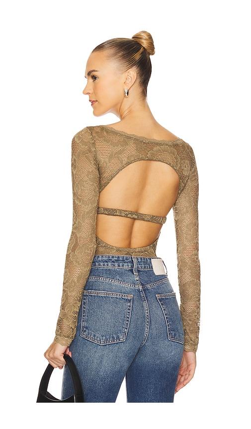 free people x intimately fp perfectly fine bodysuit in gothic love in olive. - size l (also in xl)