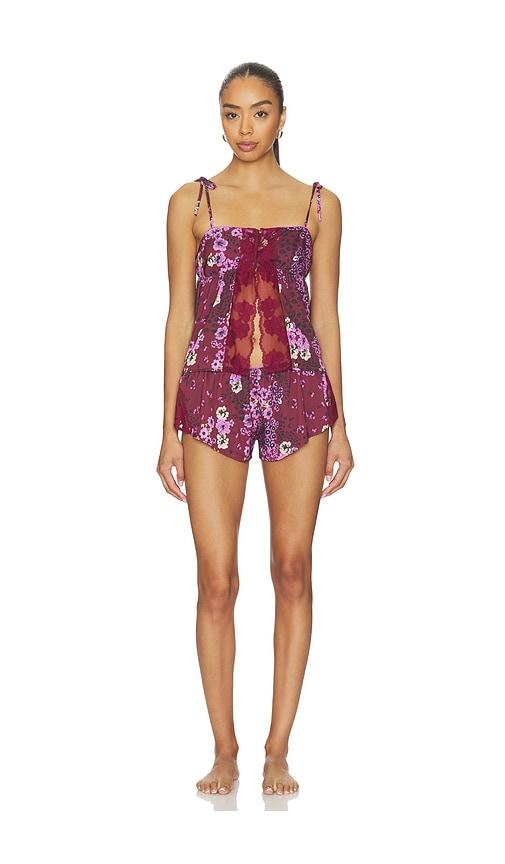 free people x intimately up at dawn sleep set in burgundy. - size l (also in xs, s, m, xl)