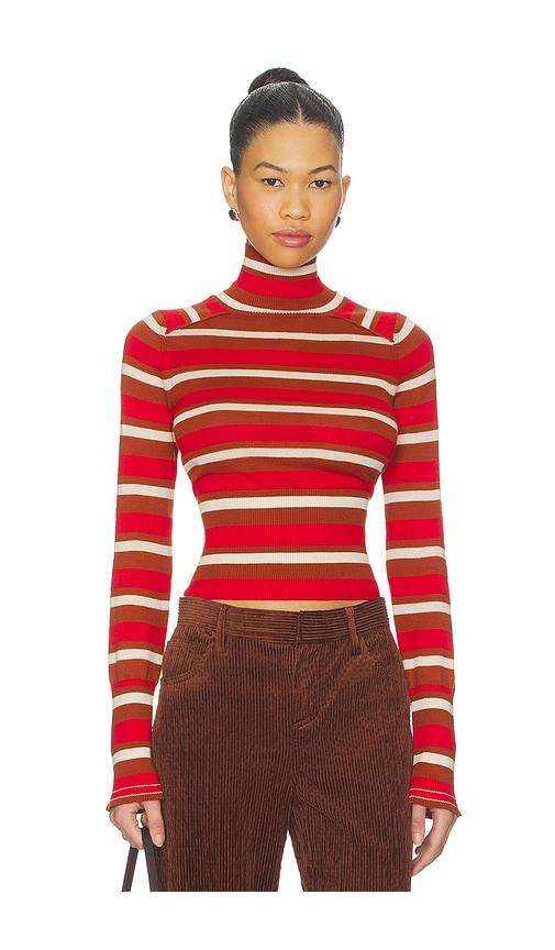 free people x revolve breeze striped turtleneck sweater in red. - size l (also in xs, s, m)