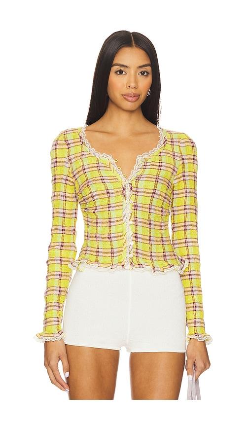 free people x revolve elliot smocked top in green. - size l (also in m)