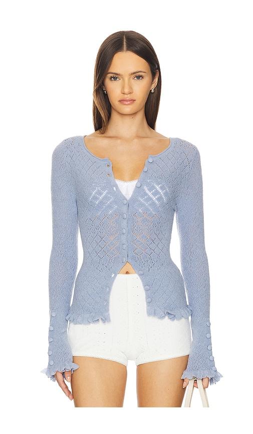 free people x revolve love cardi in baby blue. - size l (also in xl)