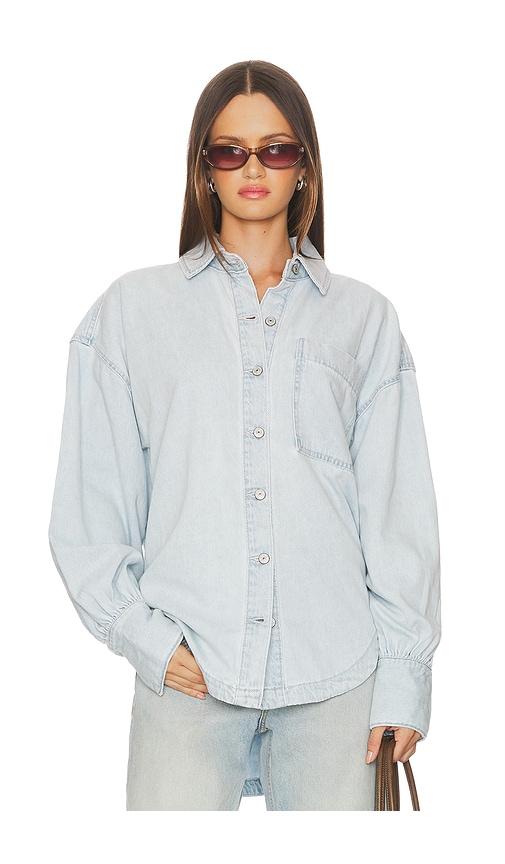 free people x we the free ashley denim shirt in classic blue in blue. - size l (also in s, m)
