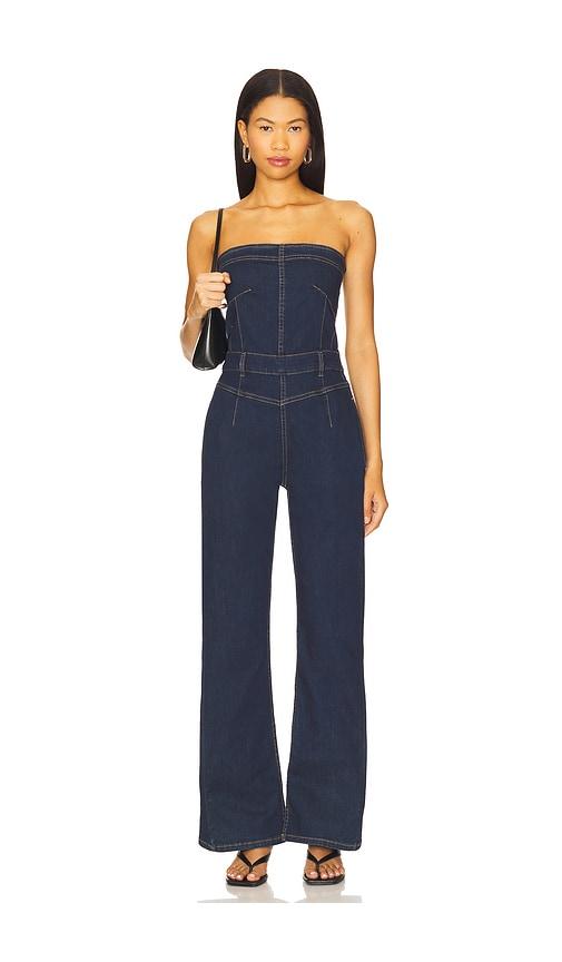 free people x we the free beckett jumpsuit in midnight in blue. - size 25 (also in 26)