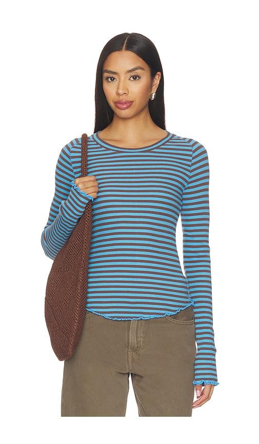 free people x we the free easy does it striped tee in blue. - size l (also in m, s, xl, xs)