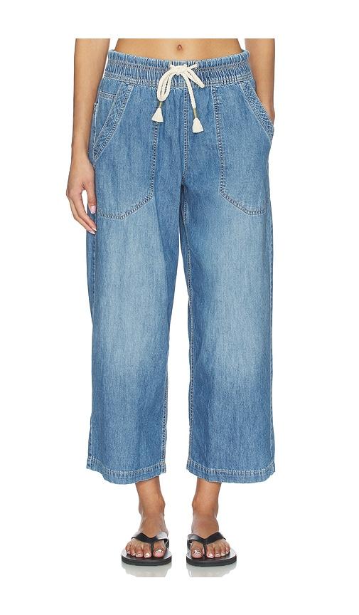 free people x we the free easy peasy pull on jean in blue. - size l (also in m, s, xl, xs)