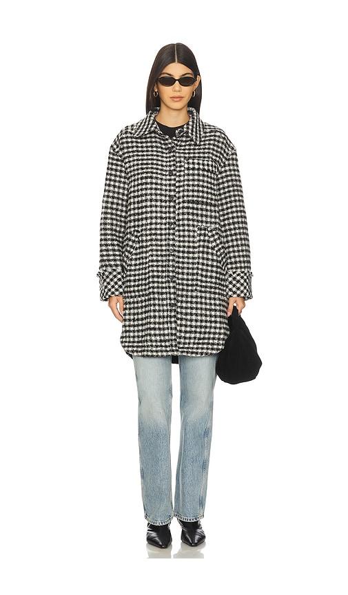 free people x we the free get around houndstooth shirt in black & white in black,white. - size s (also in xs)