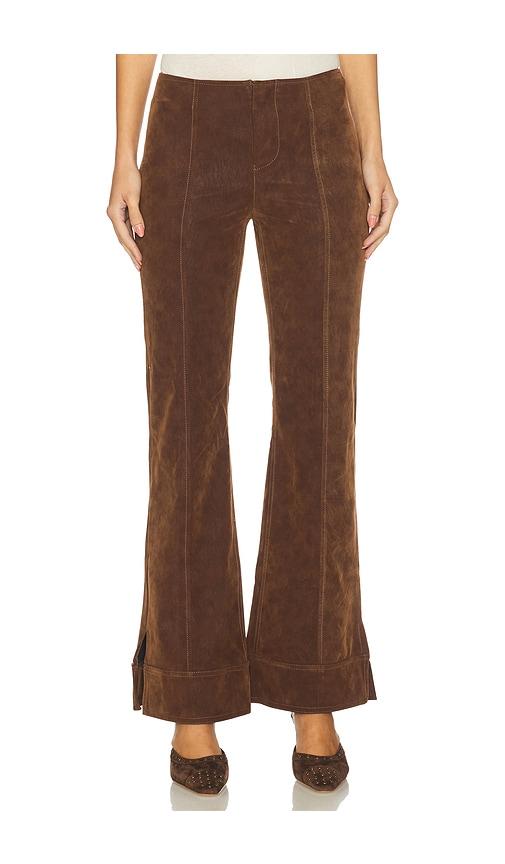 free people x we the free glow up pant suede in shaved chocolate in brown. - size 10 (also in 2, 6, 8, 12)