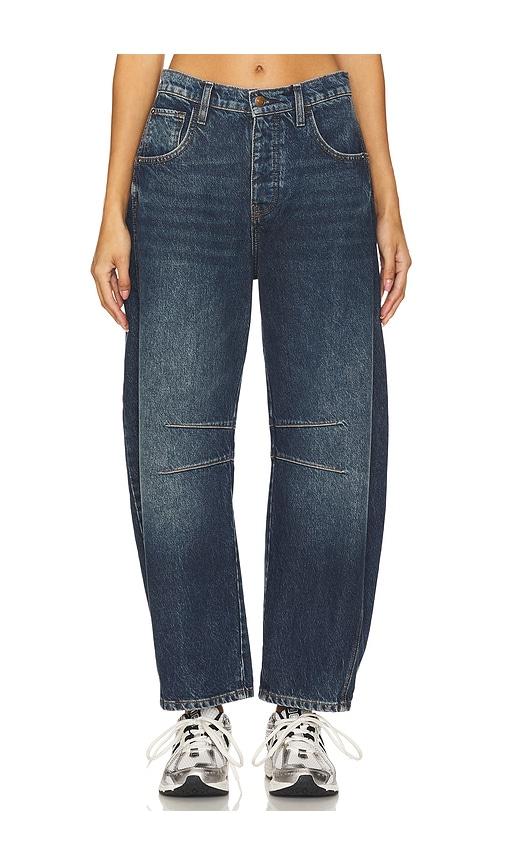 free people x we the free good luck mid rise barrel jeans in blue. - size 25 (also in 27, 28, 29, 30)