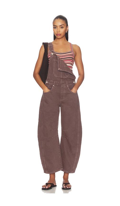 free people x we the free good luck overall in brown. - size s (also in xs)