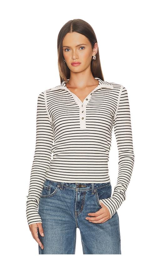 free people x we the free lake henley stripe in tea combo in cream. - size l (also in s, m)