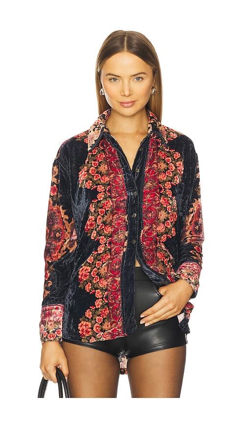 free people x we the free one night velvet top in night owl combo in black. - size m (also in xs, s)
