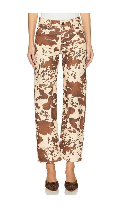 free people x we the free risk taker printed wide leg jeans in brown. - size 26 (also in 27, 28, 29)