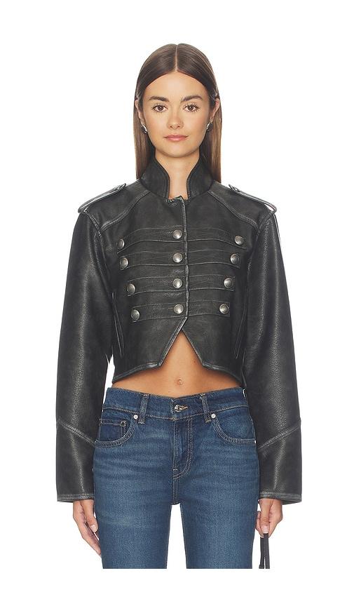 free people x we the free ryland faux band jacket in black. - size l (also in xs, s, m, xl)