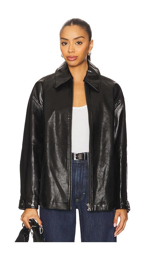 free people x we the free sloane faux leather jacket in black in black. - size l (also in m, xl)