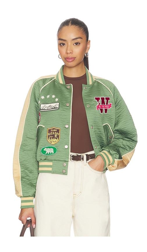 free people x we the free star power souvenir jacket in green. - size m (also in xs, s)