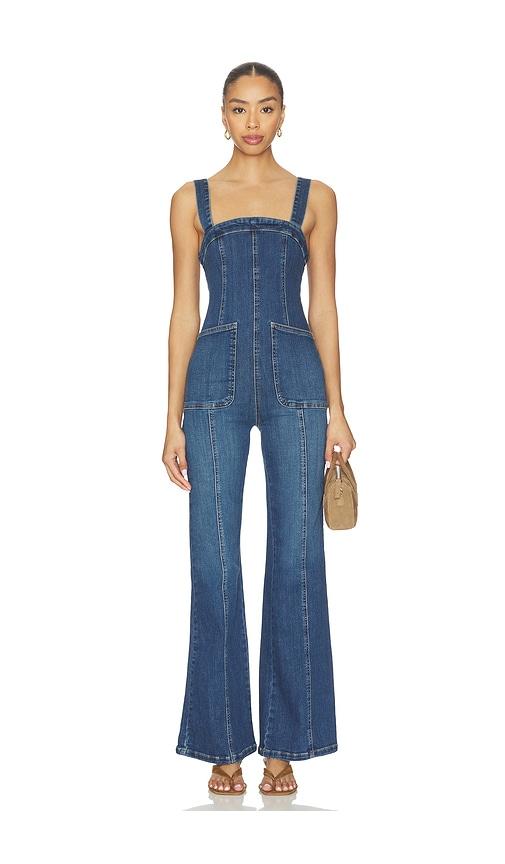 free people x we the free suns out bootcut jumpsuit in blue. - size l (also in s, m)