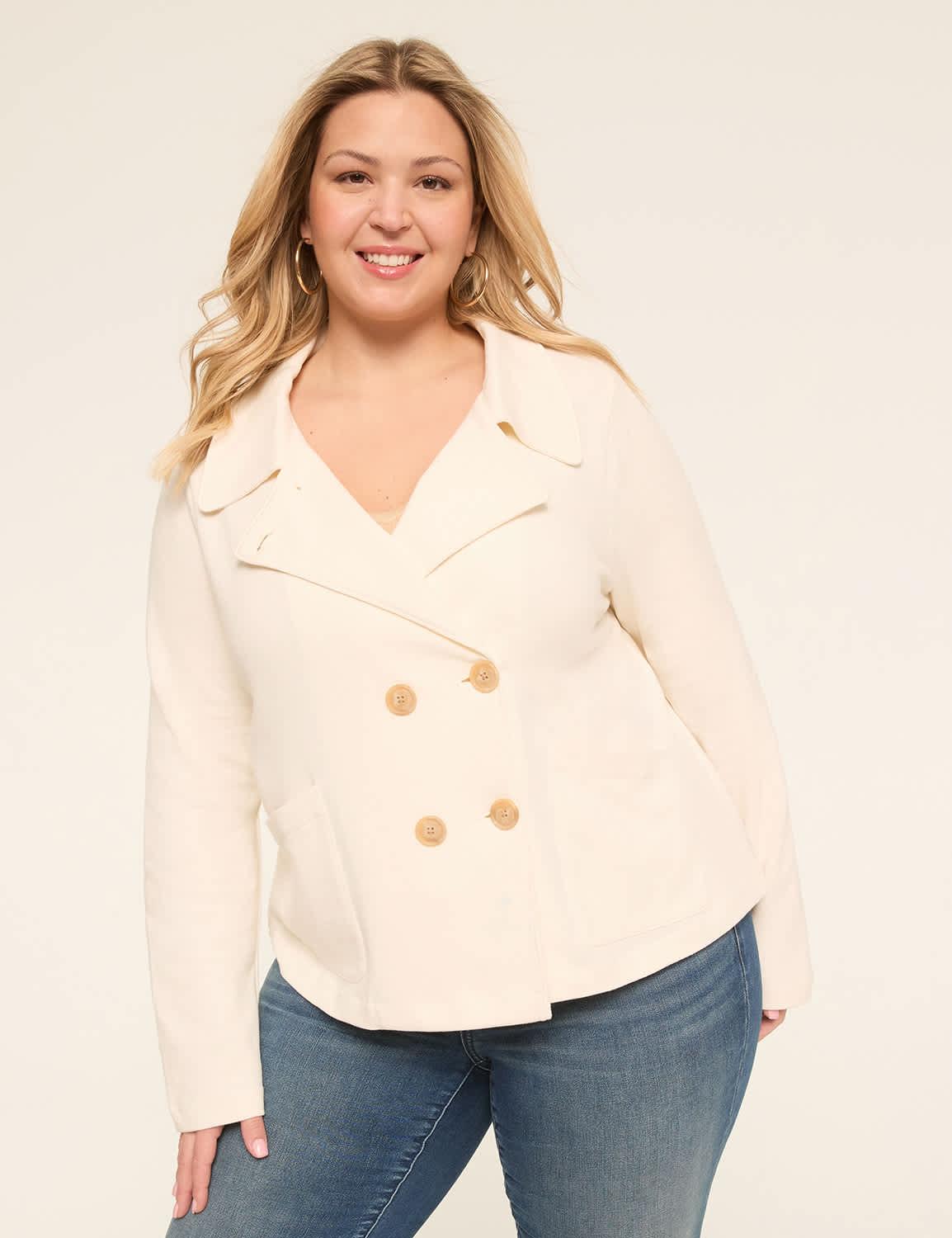 french terry double-breasted jacket