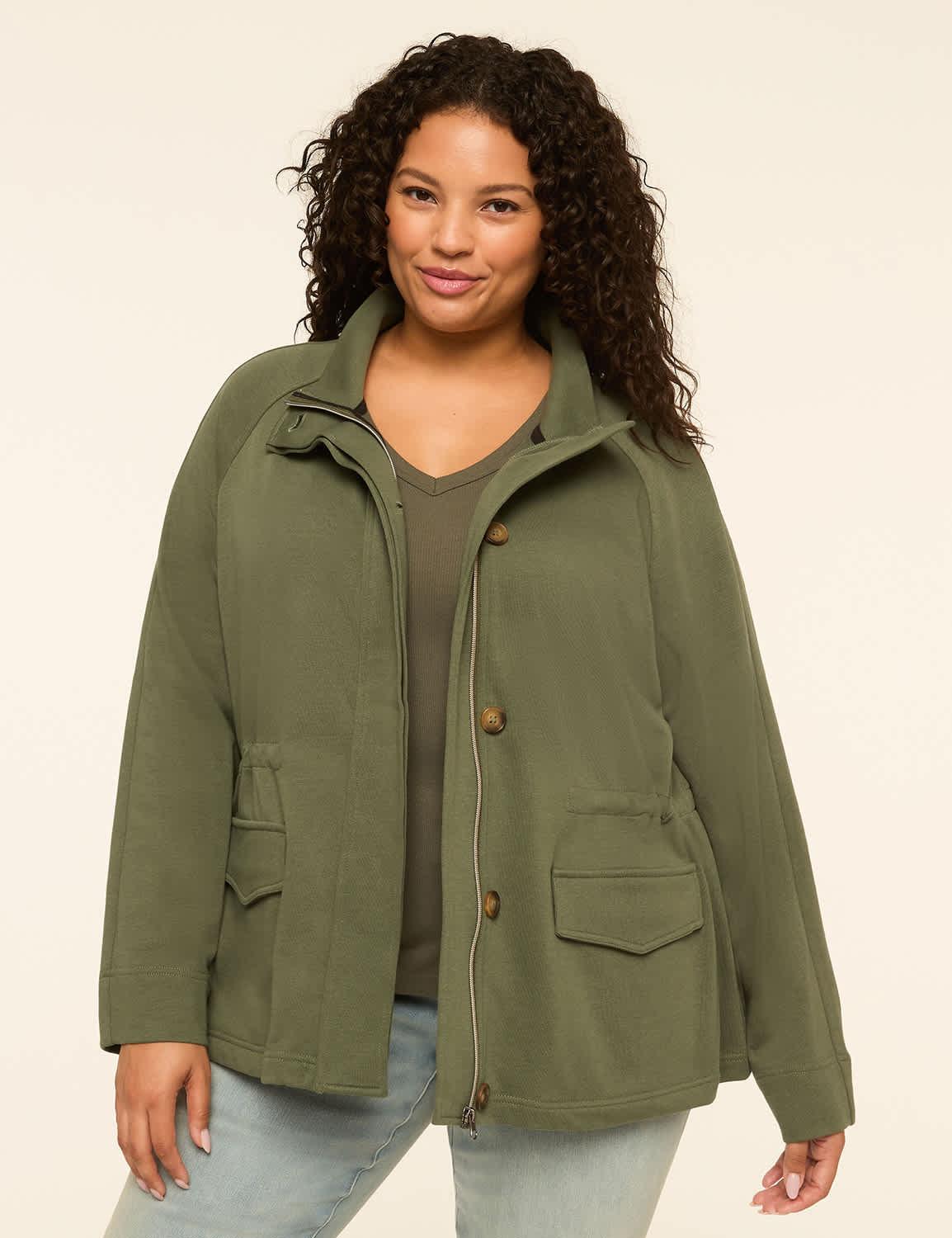 french terry high-collar jacket