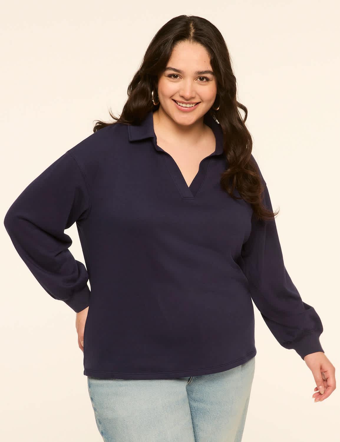 french terry polo sweatshirt