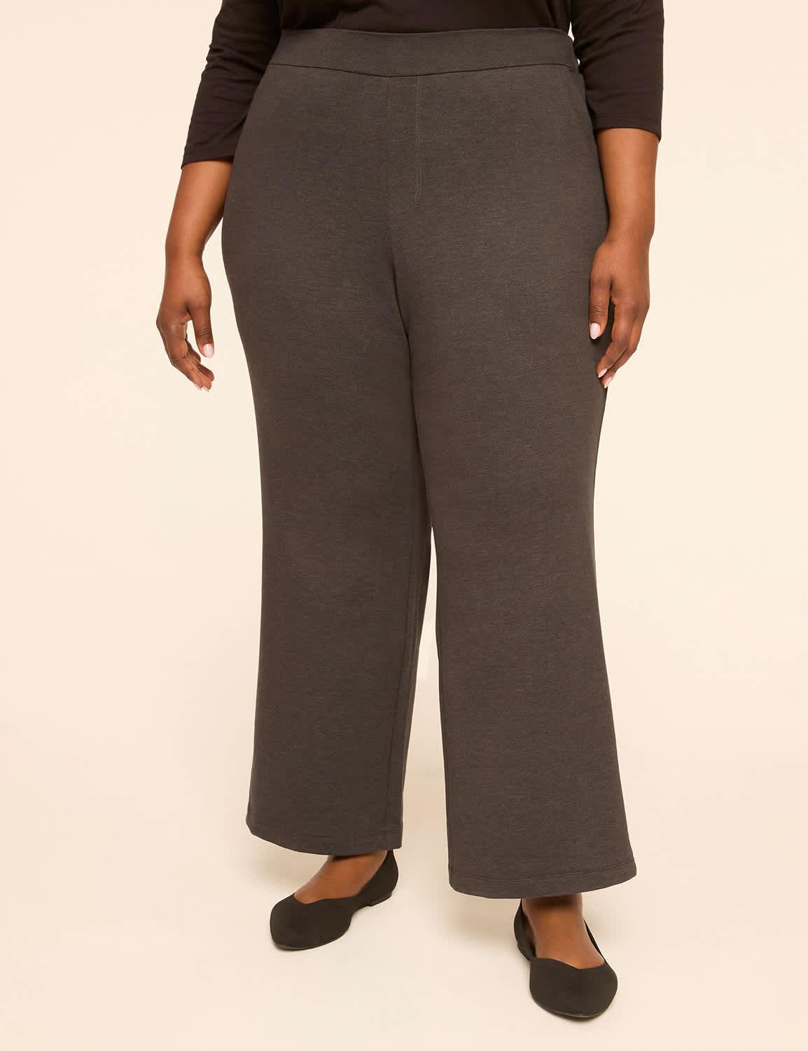 french terry pull-on straight leg pant