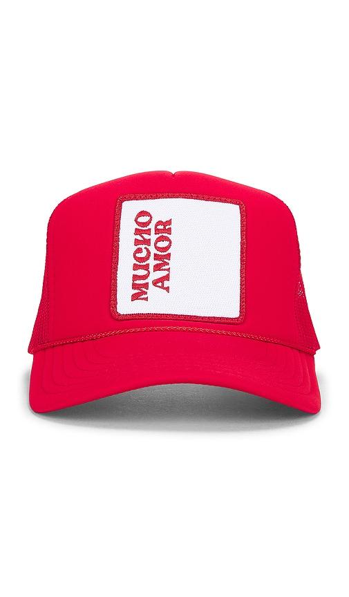 friday feelin mucho amor hat in red.