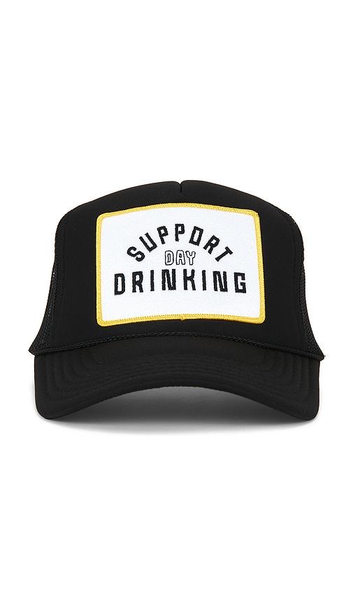 friday feelin support day drinking hat in black.