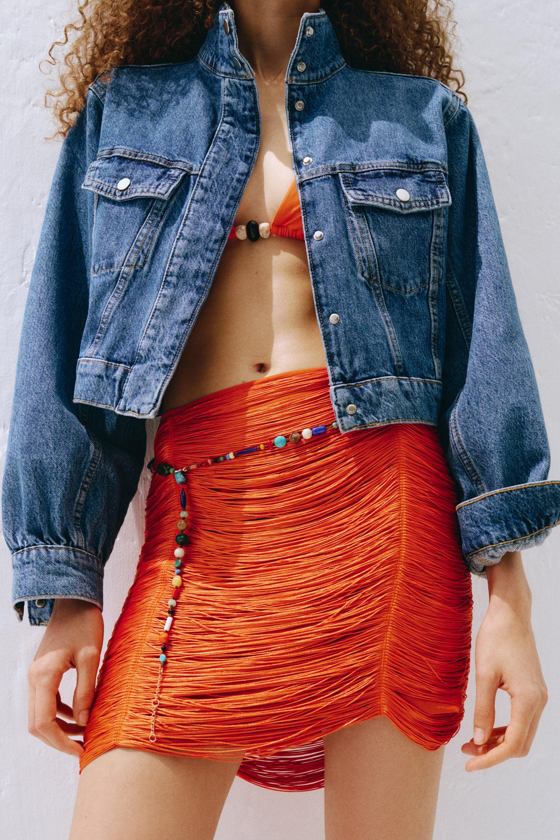 fringed mini skirt