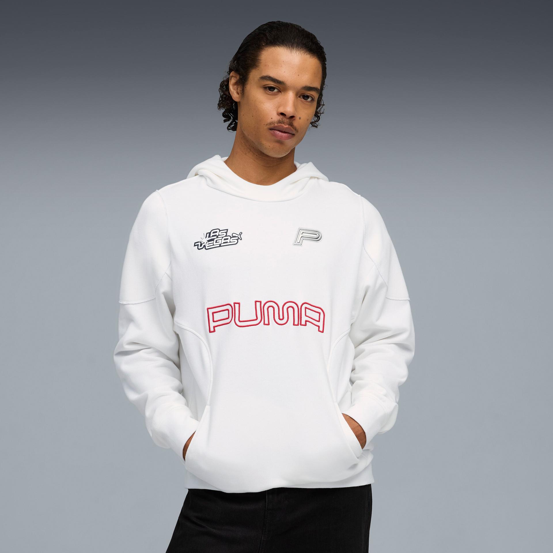 future.puma.archive las vegas hoodie in white, size l