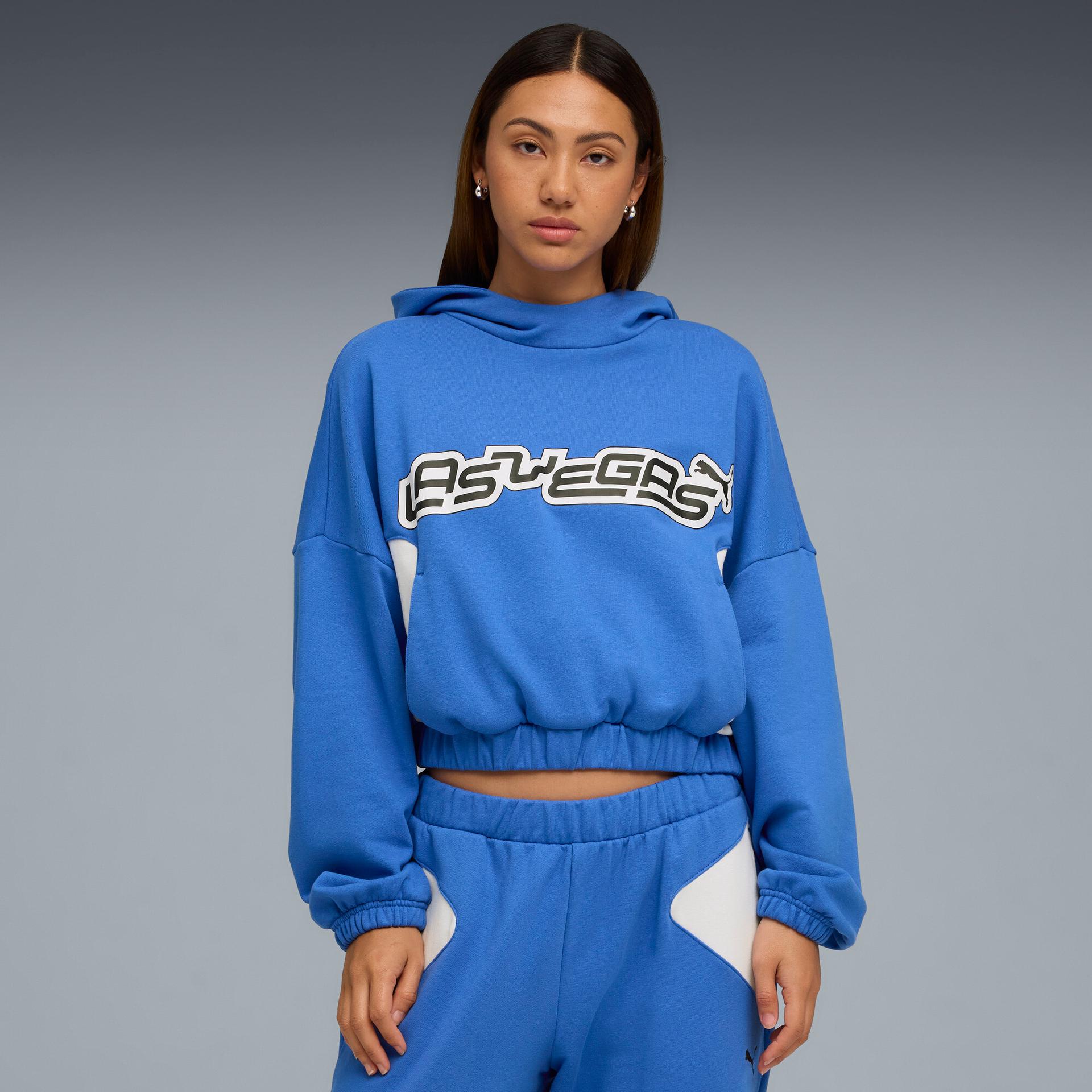 future.puma.archive las vegas women's hoodie in blue, size s