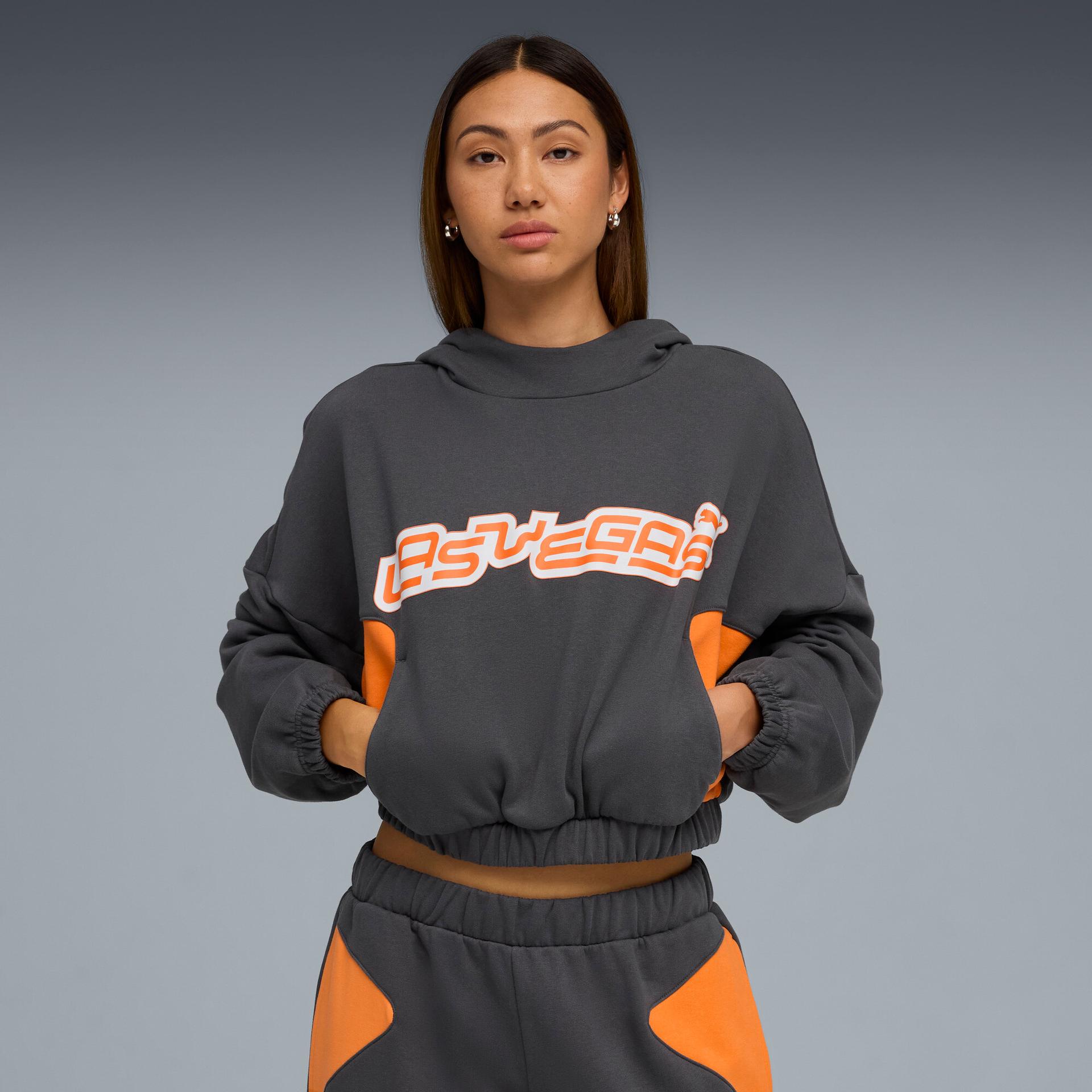future.puma.archive las vegas women's hoodie in grey, size xl