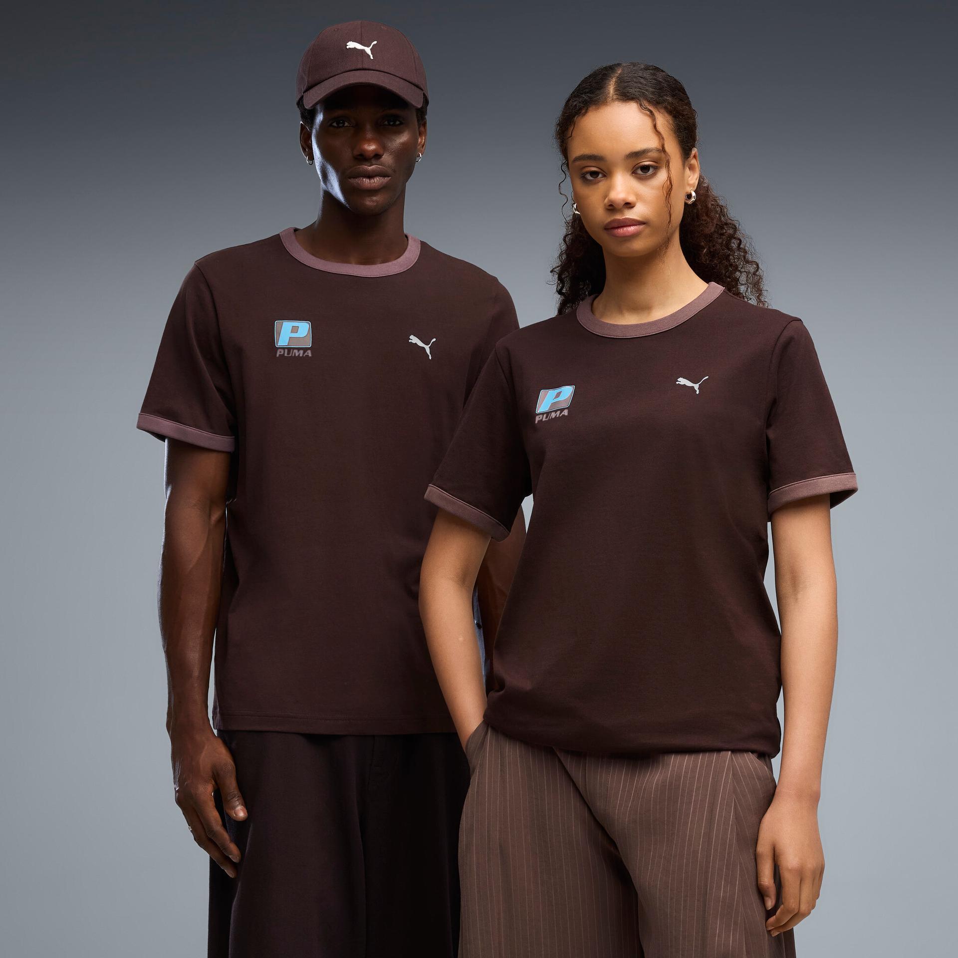 future.puma.archive ringer t-shirt in brown, size xxl