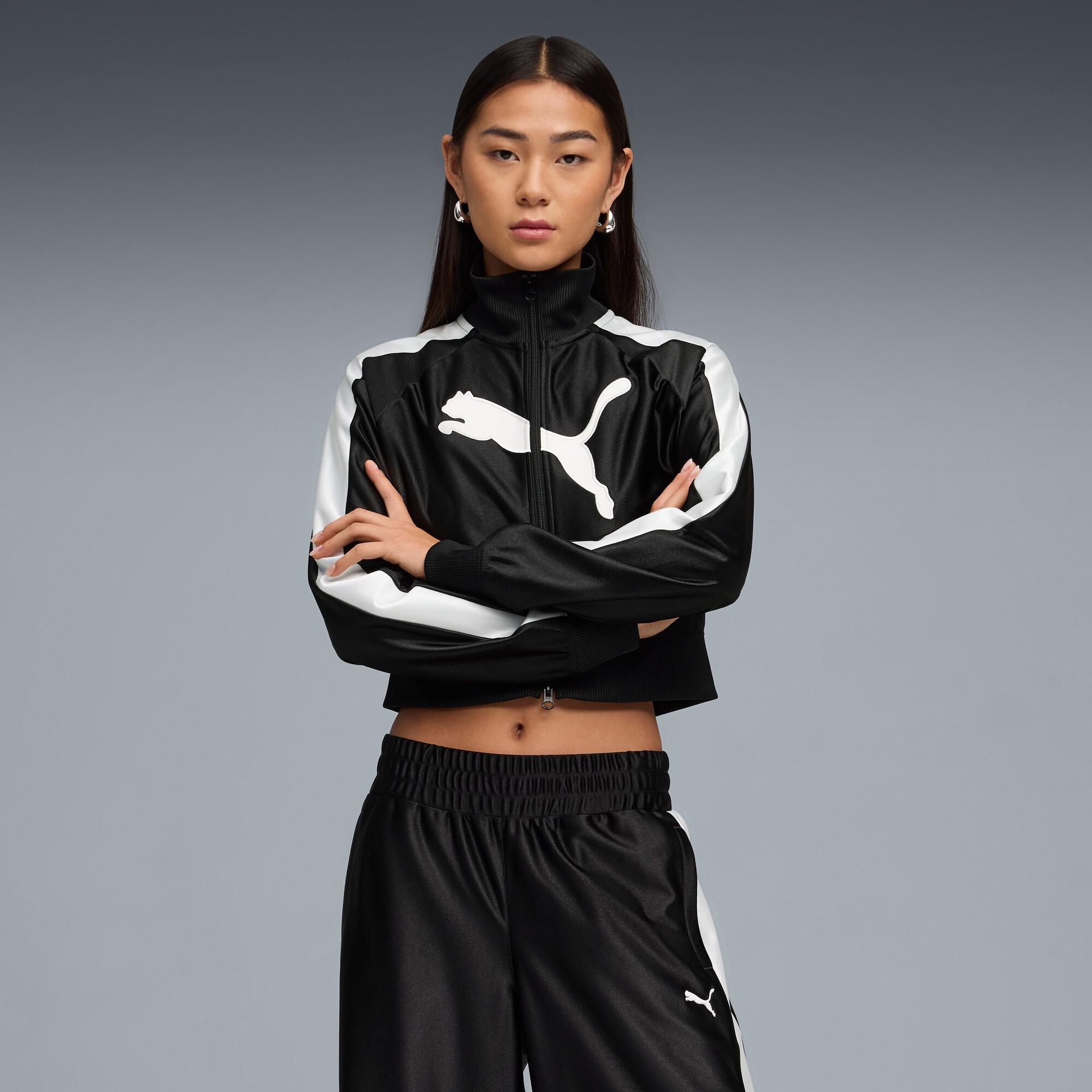 future.puma.archive t7 women's cropped track jacket in black, size xl