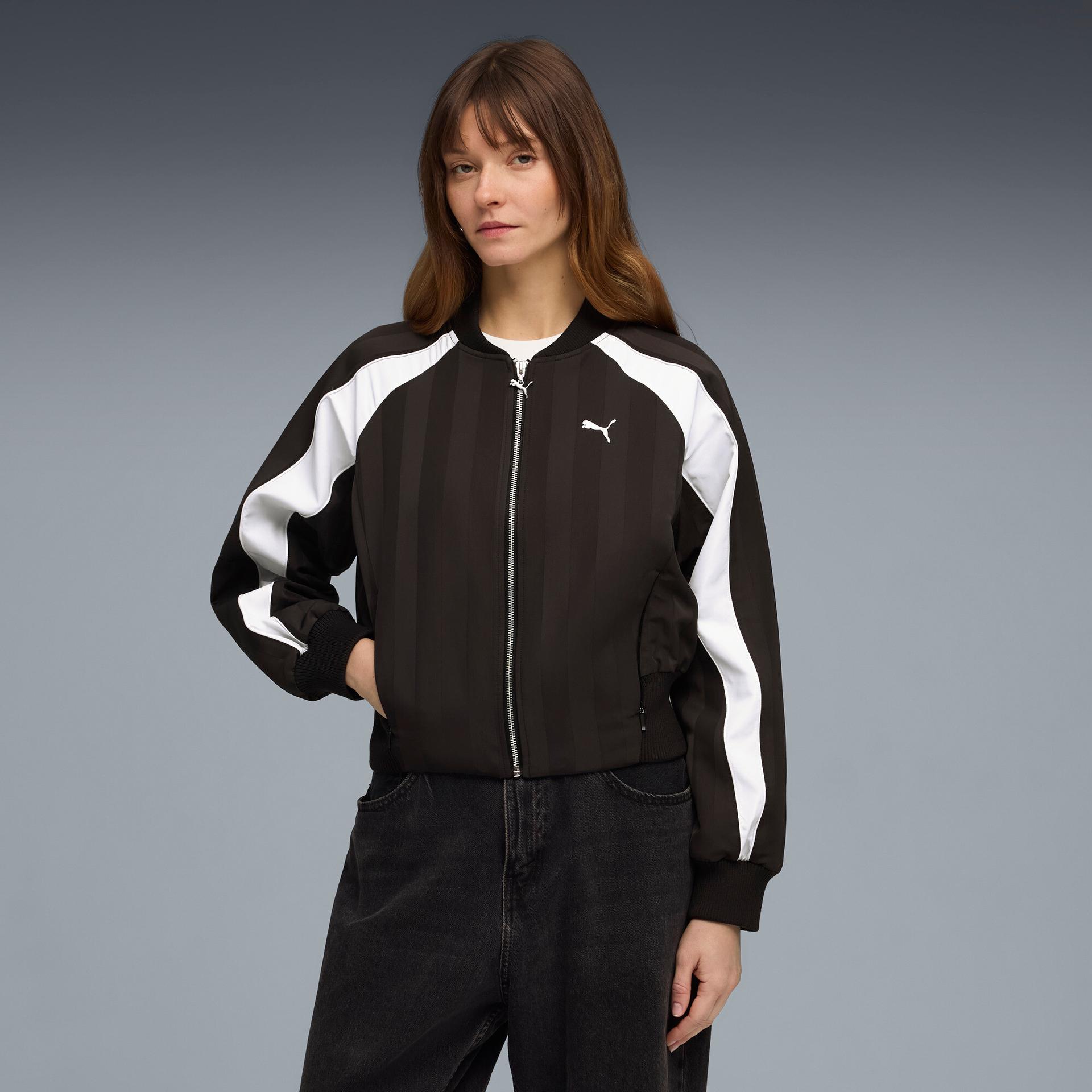 future.puma.archive women's oversized jacket in black, size xl