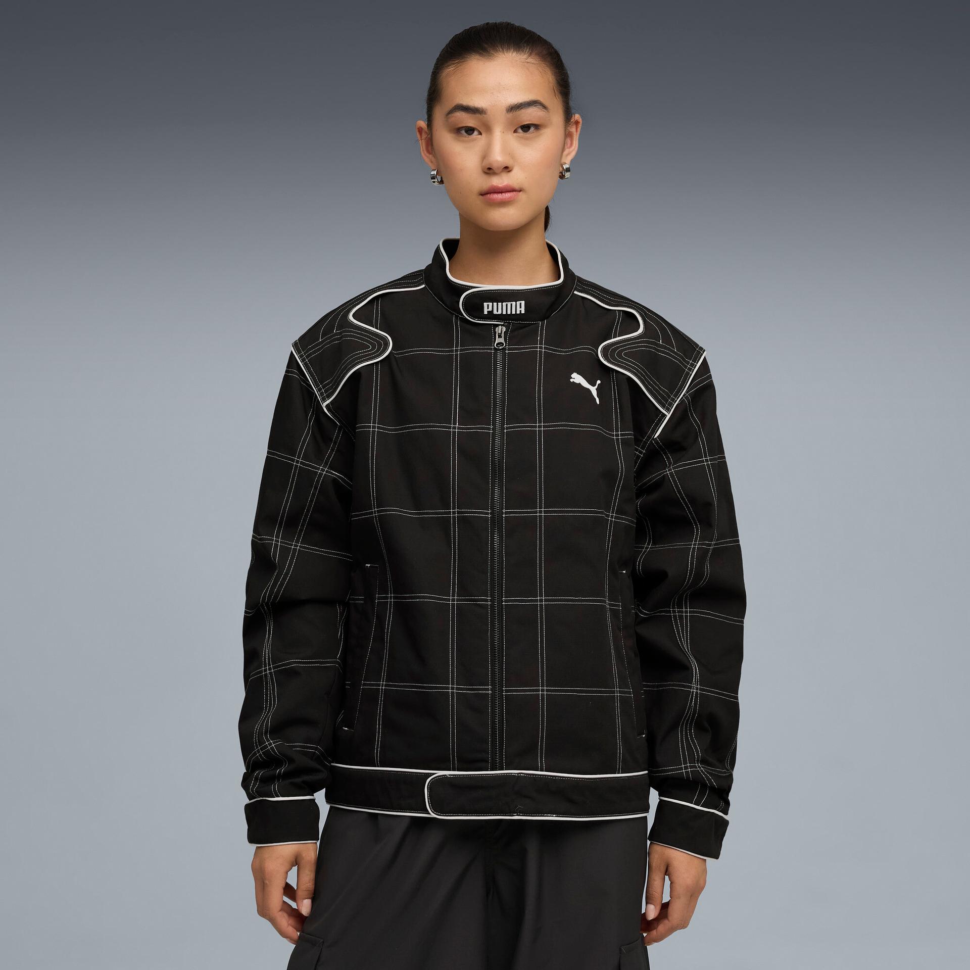 future.puma.archive women's racer jacket in black, size xxl
