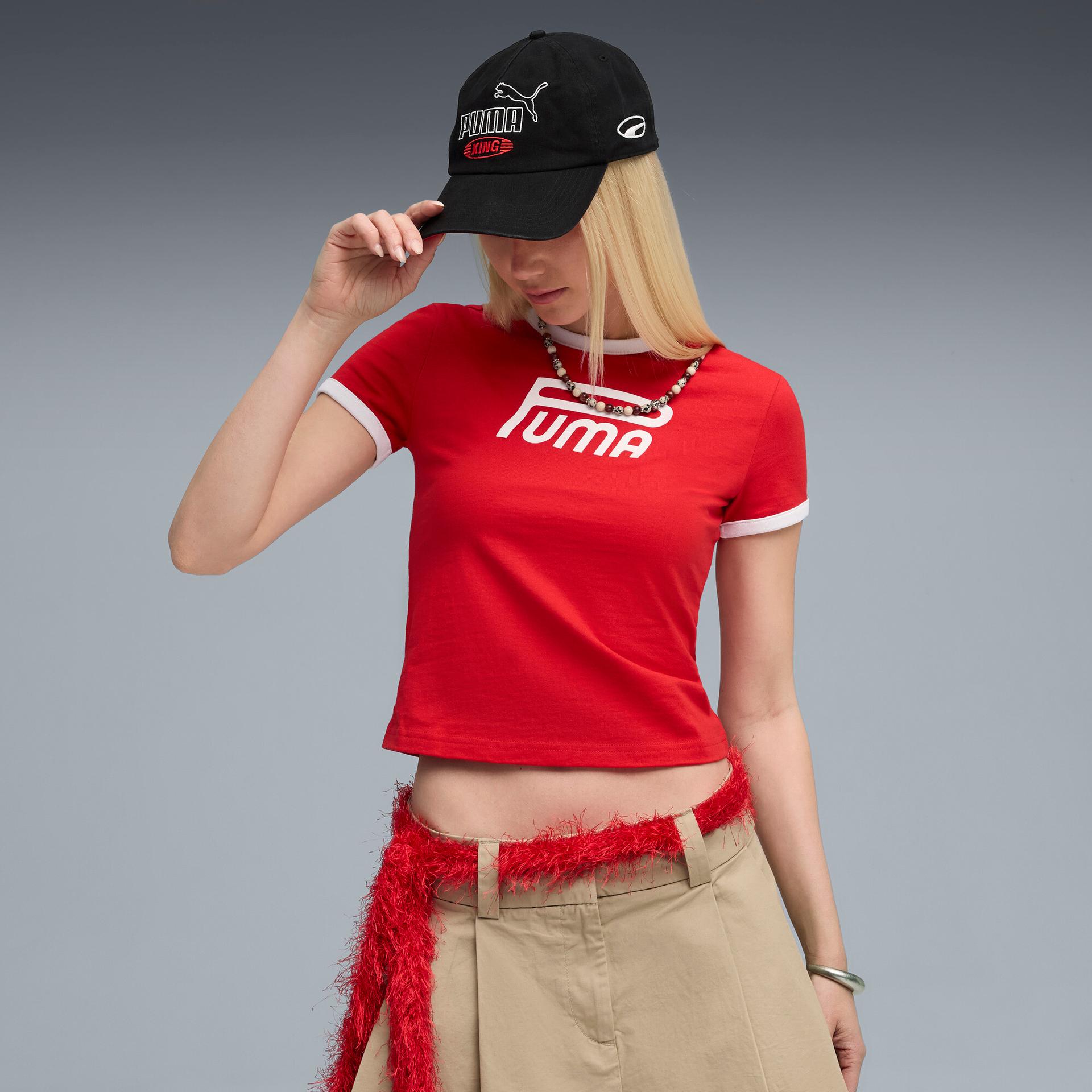 future.puma.archive women's t-shirt in red, size xl