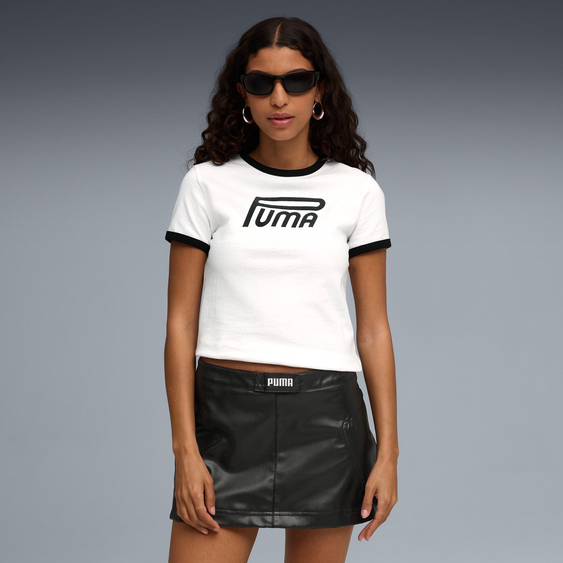 future.puma.archive women's t-shirt in white, size xs