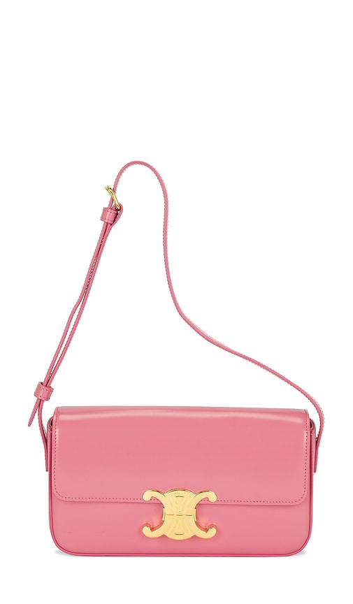 fwrd renew celine claude triomphe shoulder bag in pink.