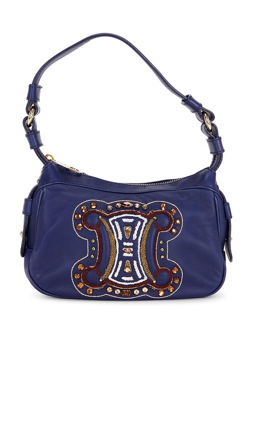 fwrd renew celine hobo bag in blue.
