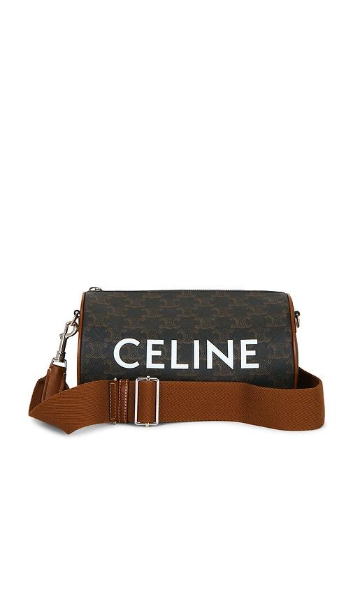 fwrd renew celine triomphe cylinder shoulder bag in brown.