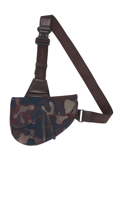 fwrd renew dior camouflage saddle bag in green.