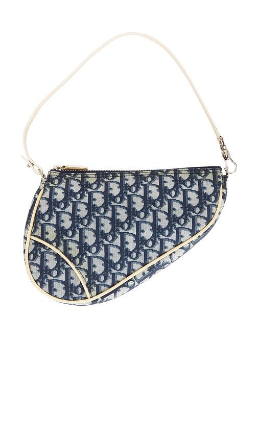 fwrd renew dior diorissimo pochette saddle bag in navy.