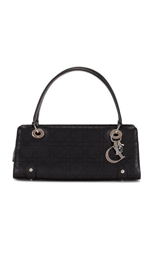 fwrd renew dior east west lady dior handbag in black.