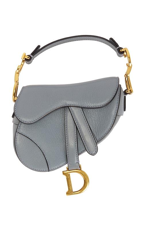fwrd renew dior micro saddle bag in blue.