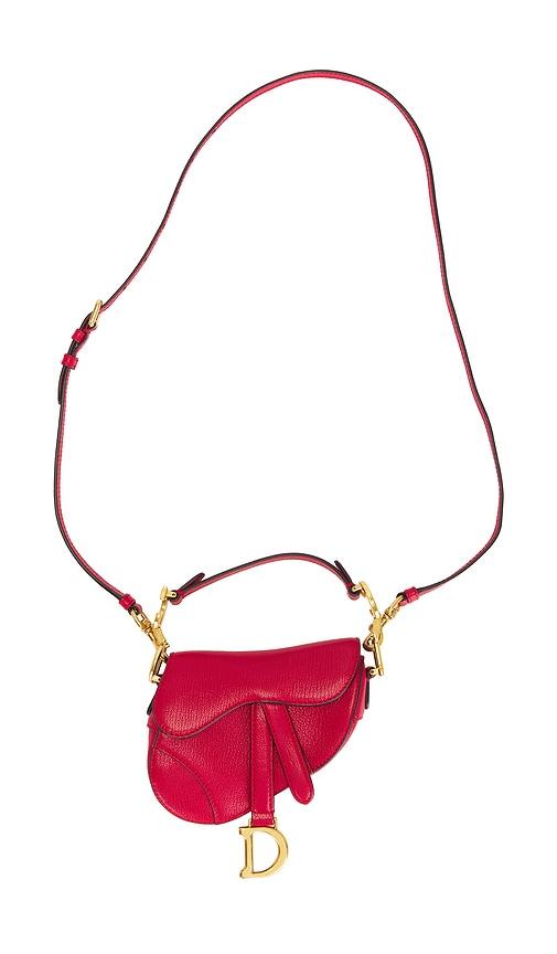 fwrd renew dior micro saddle bag in red.
