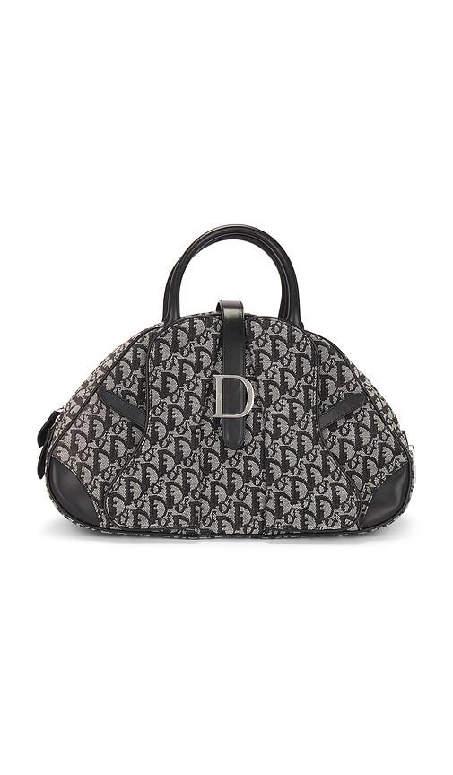 fwrd renew dior oblique double saddle bag in black.