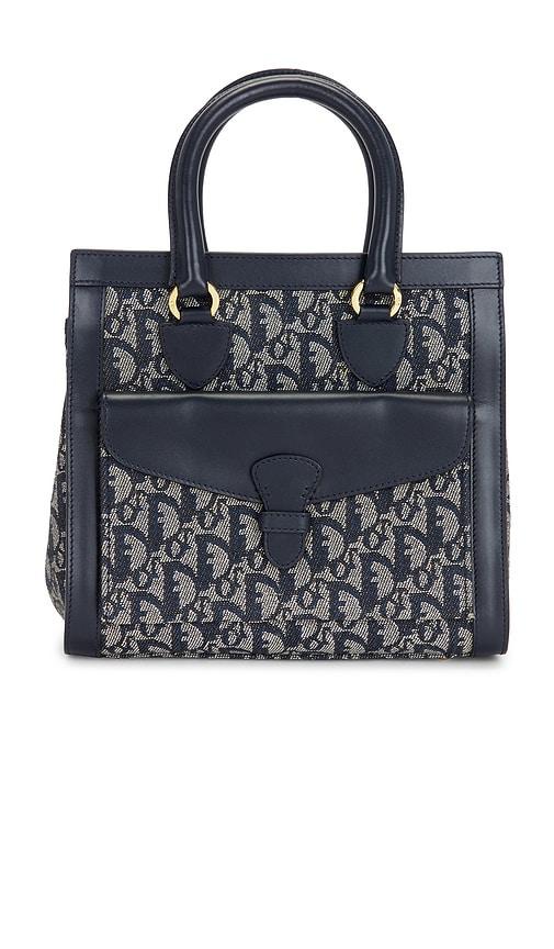fwrd renew dior trotter handbag in blue.