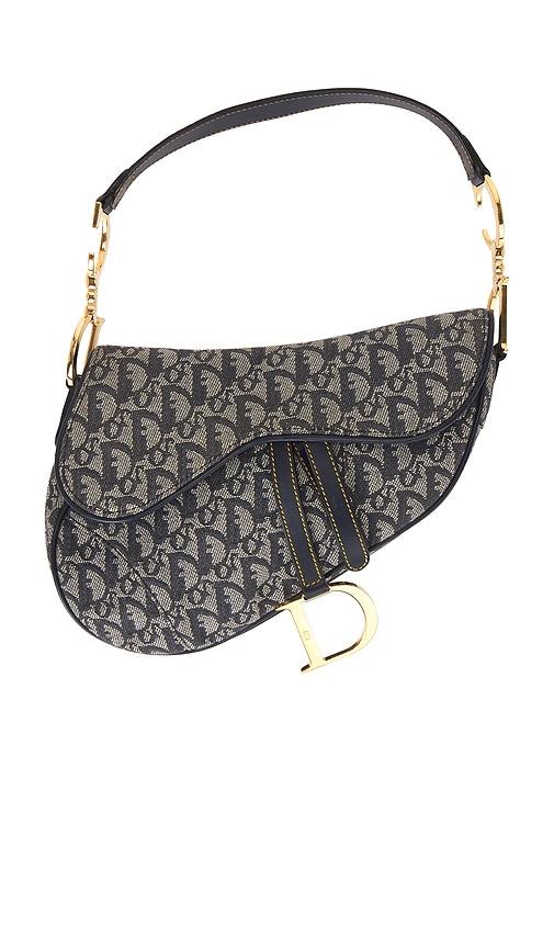 fwrd renew dior trotter oblique saddle bag in blue.