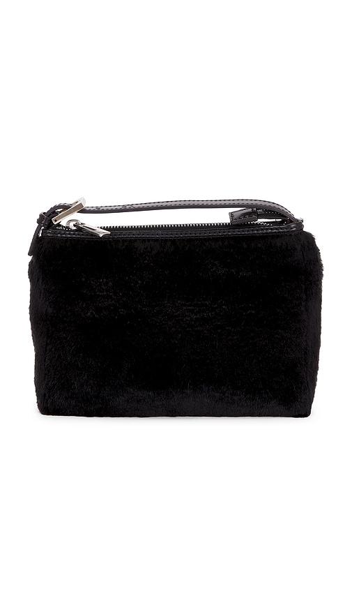 fwrd renew fendi fur vanity handbag in black.